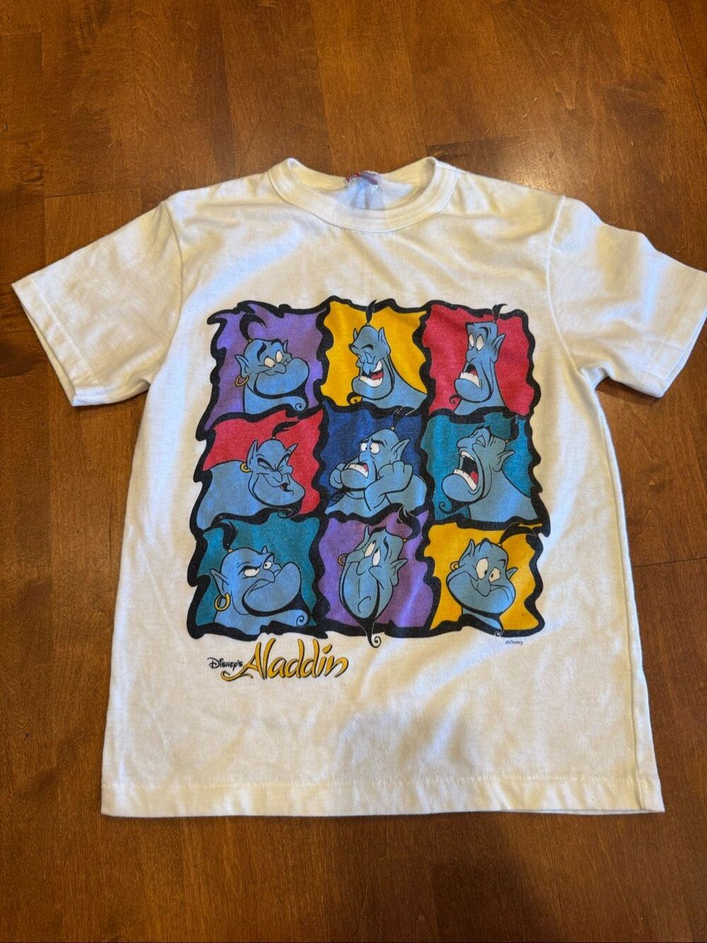 Vintage 90s Disney Aladdin Genie Expressions T-Shirt Kids Large 14-16 USA